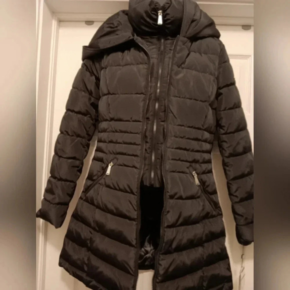 Laundry by SHELLI SEGAL 3/4 Length Quilted Puffer Coat Jacket Black - Picture 3 of 7